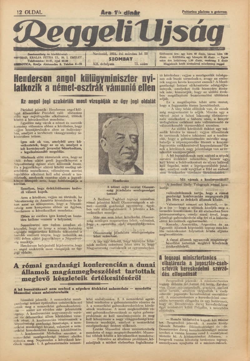 Reggeli Újság, 12. évf. 1931. március 28. 73. sz.