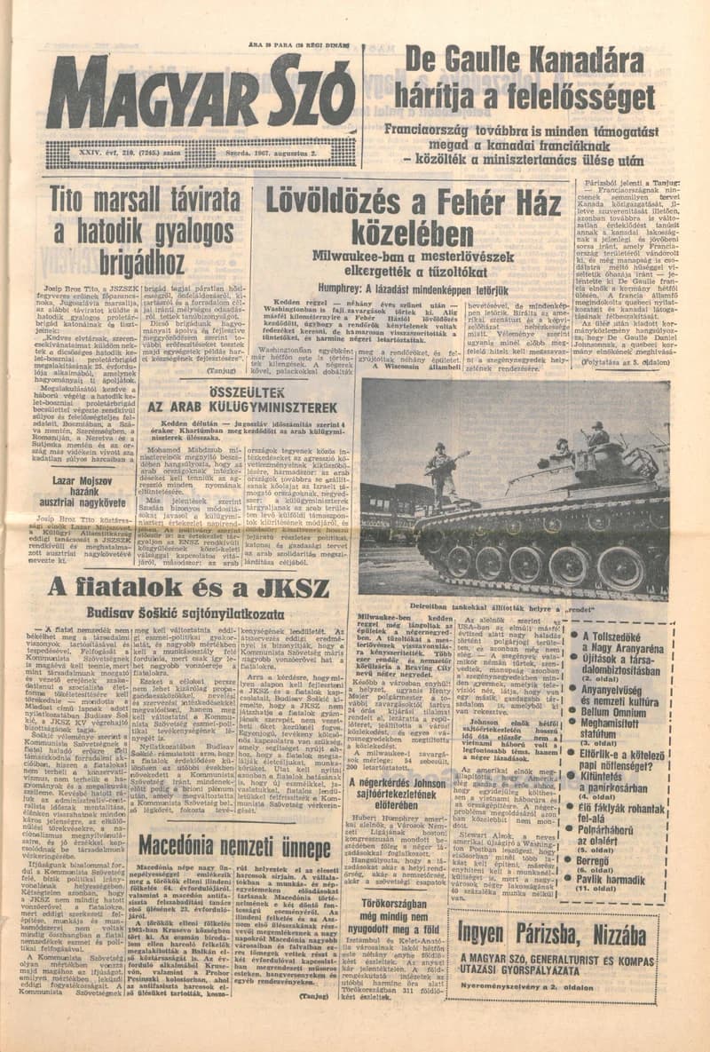 Magyar Szó, 24. évf. 1967. augusztus 2. 210. sz. 1–12. oldal