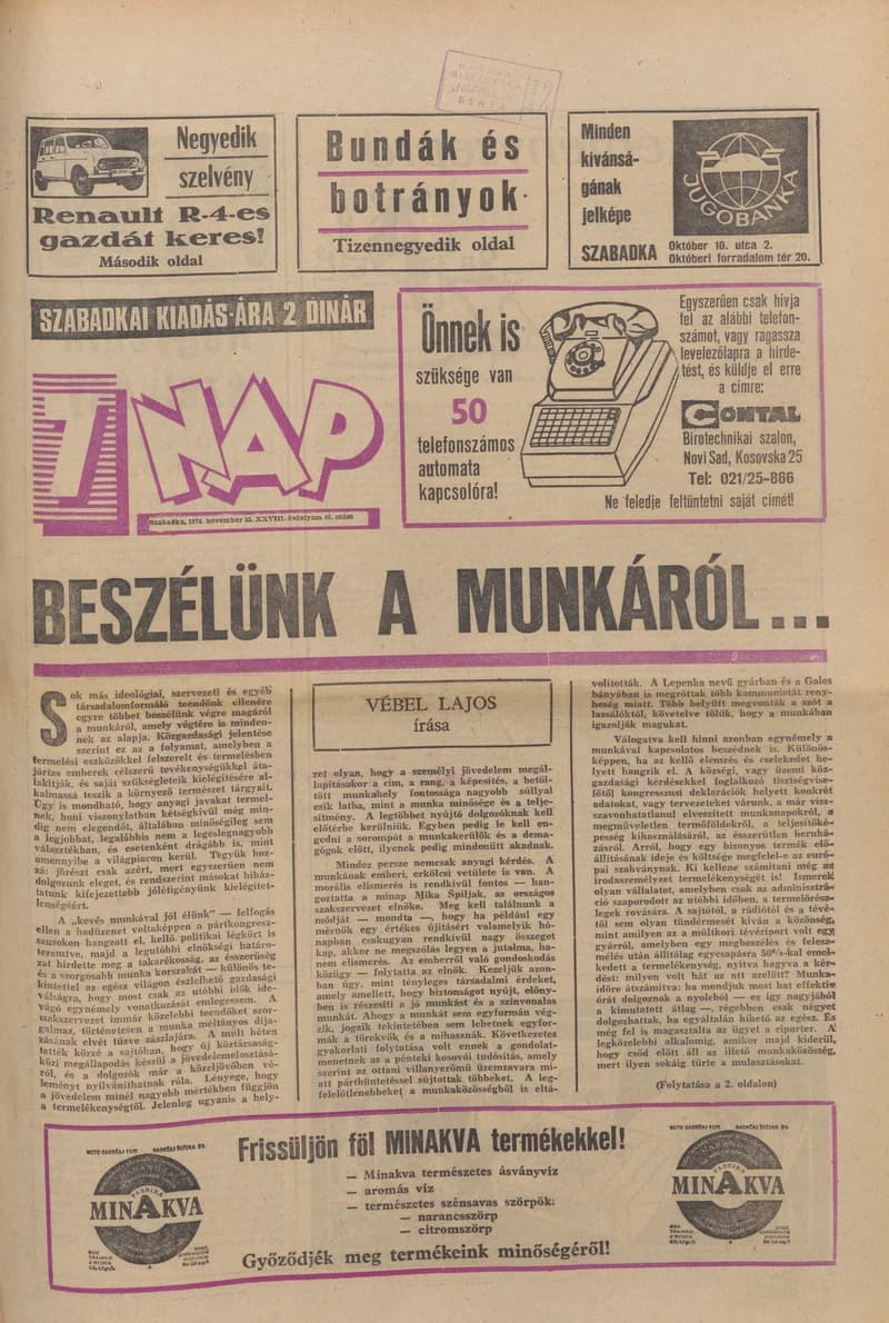 7 Nap, 29. évf. 1974. november 15. 46. sz. 1–32. oldal