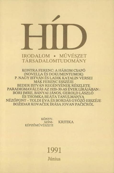 Híd, 55. évf. 1991. június. 6. sz. 533–632. oldal