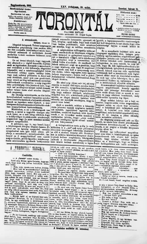 Torontál, 25. évf. 1896. február 15. 38. sz.