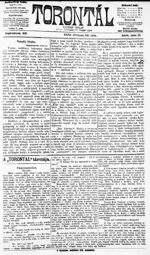 Torontál, 26. évf. 1897. június 23. 141. sz.