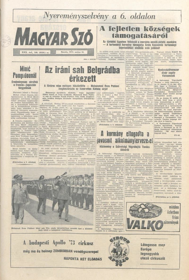 Magyar Szó, 30. évf. 1973. május 30. 146. sz. 1–20. oldal