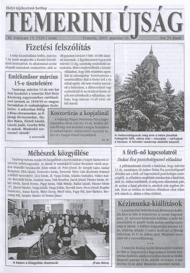 Temerini Újság, 11. évf. 2005. március 10. 10. sz.