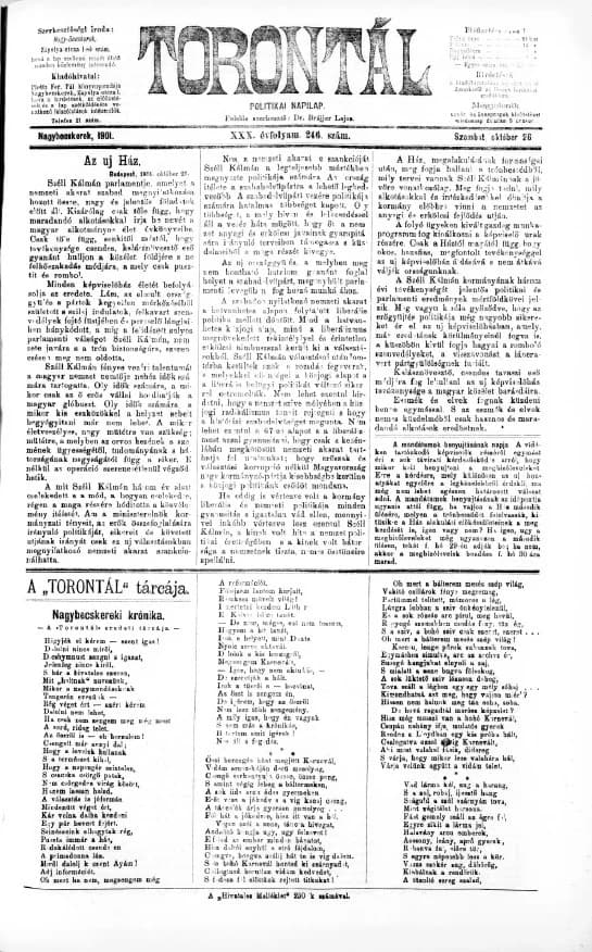 Torontál, 30. évf. 1901. október 26. 246. sz.