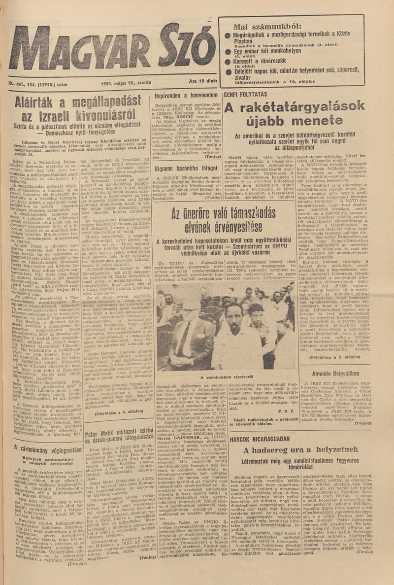 Magyar Szó, 40. évf. 1983. május 18. 134. sz. 1–32. oldal