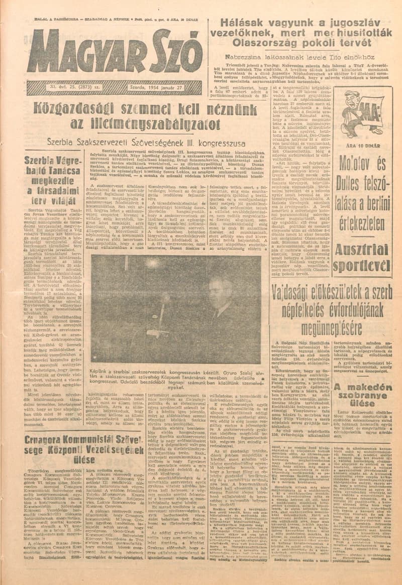 Magyar Szó, 11. évf. 1954. január 27. 25. sz. 1–8. oldal