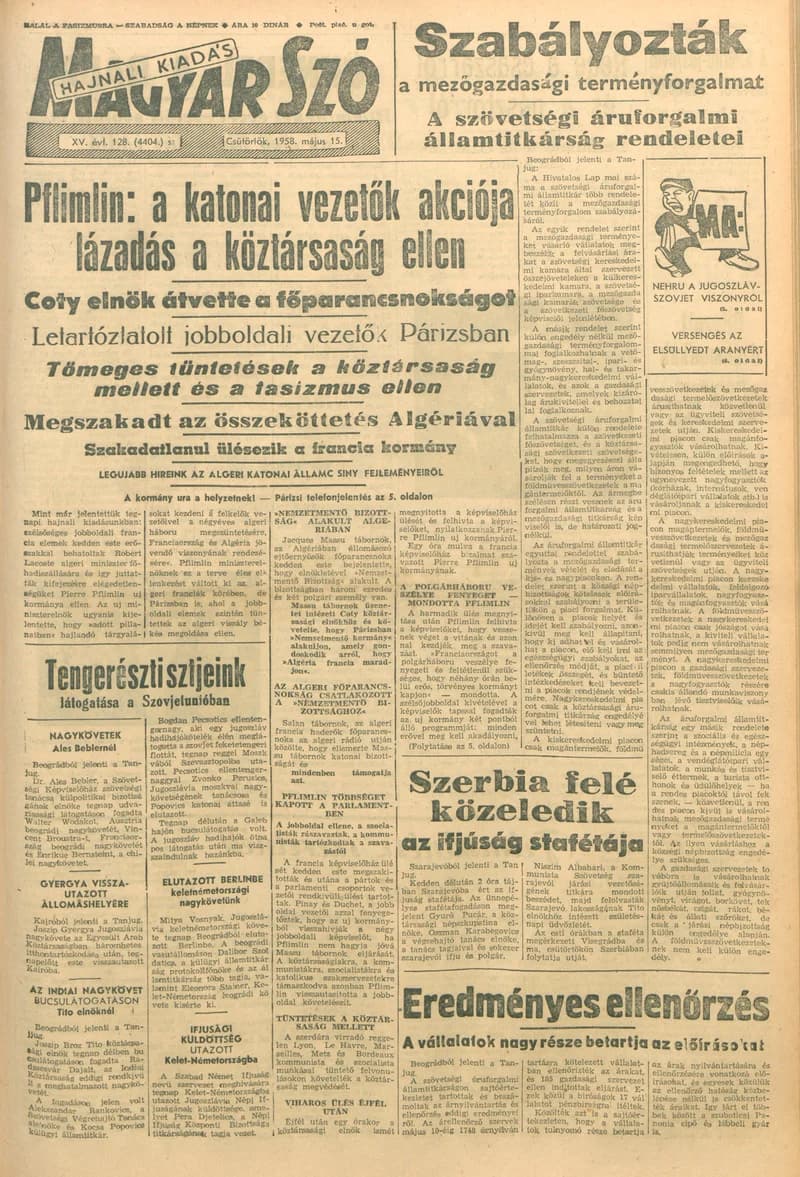 Magyar Szó, 15. évf. 1958. május 15. 128. sz. 1–14. oldal