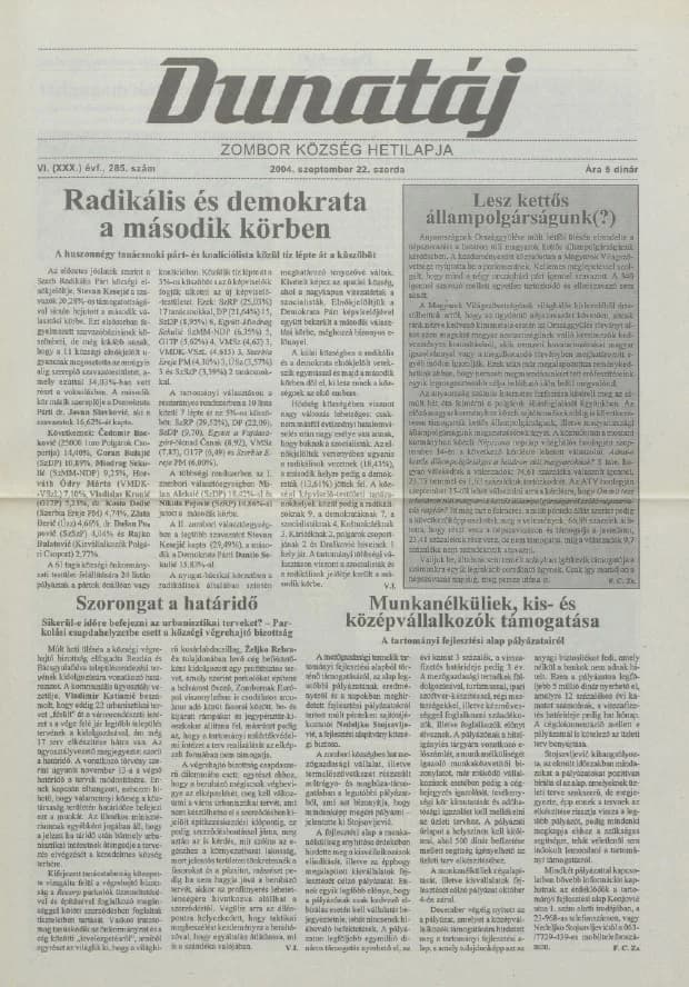 Dunatáj, 6. évf. 2004. szeptember 22. 285. sz.