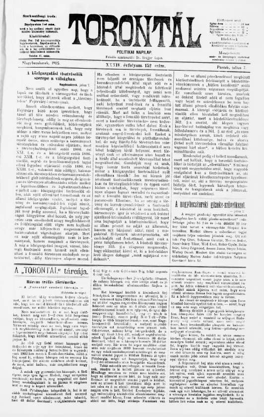 Torontál, 34. évf. 1905. július 7. 152. sz.