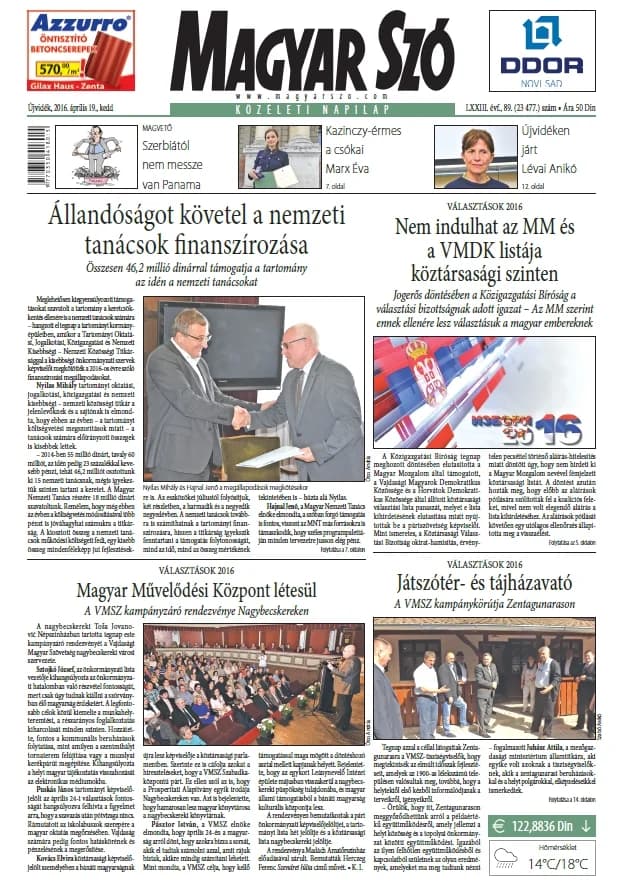 Magyar Szó, 73. évf. 2016. április 19. 89. sz. 1–20. oldal