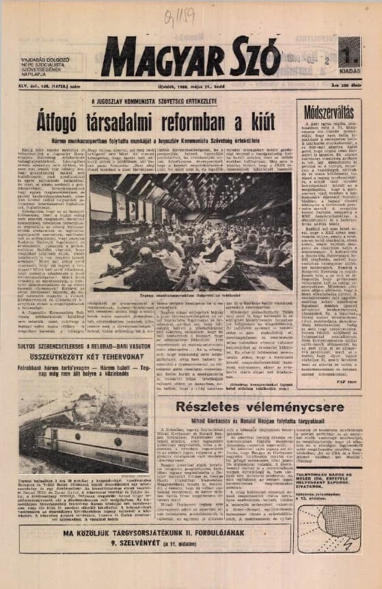 Magyar Szó, 45. évf. 1988. május 31. 148. sz. 1–20. oldal