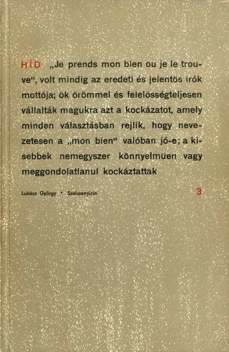Híd, 29. évf. 1965. március. 3. sz. 289–436. oldal