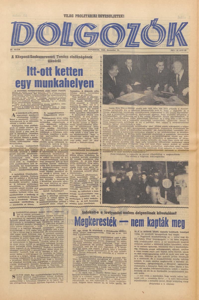Dolgozók, 16. évf. 1962. december 14. 50. sz.