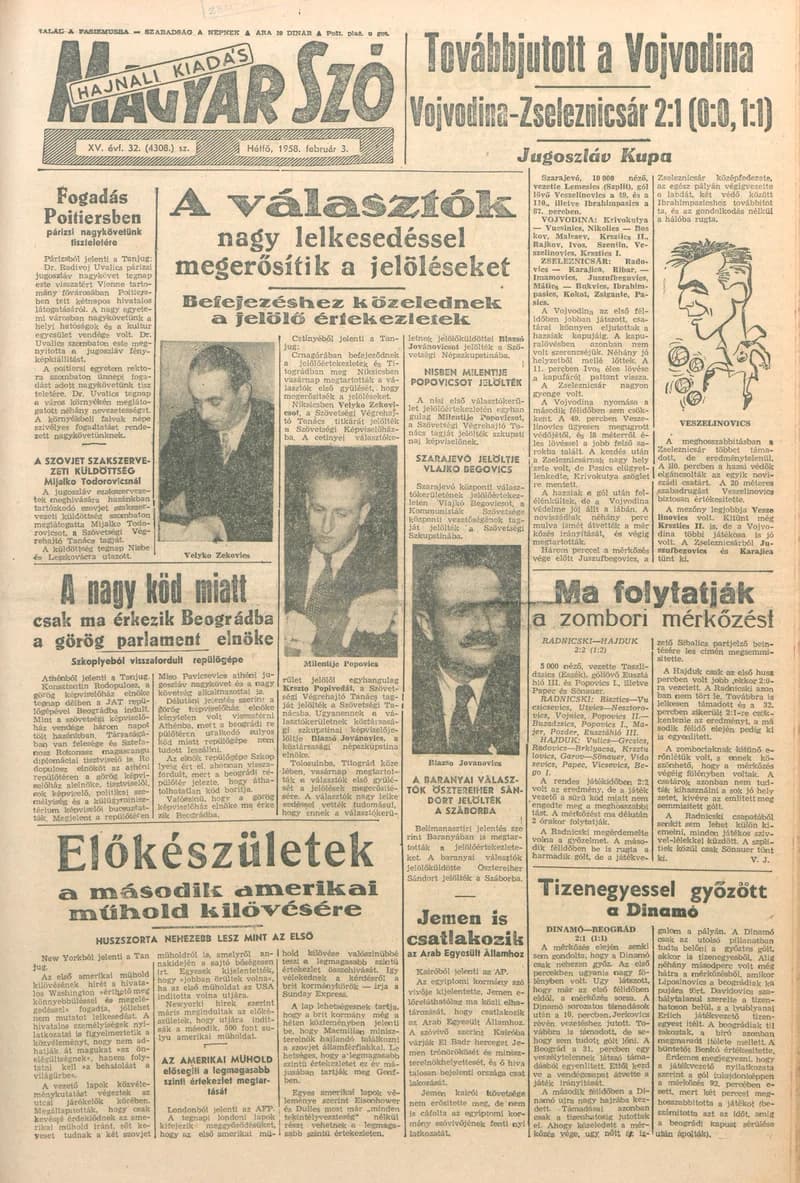 Magyar Szó, 15. évf. 1958. február 3. 32. sz. 1–10. oldal