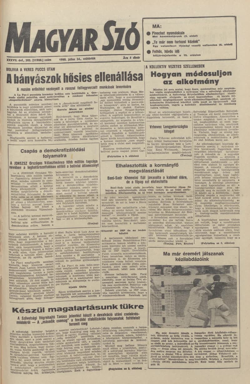 Magyar Szó, 37. évf. 1980. július 24. 202. sz. 1–20. oldal