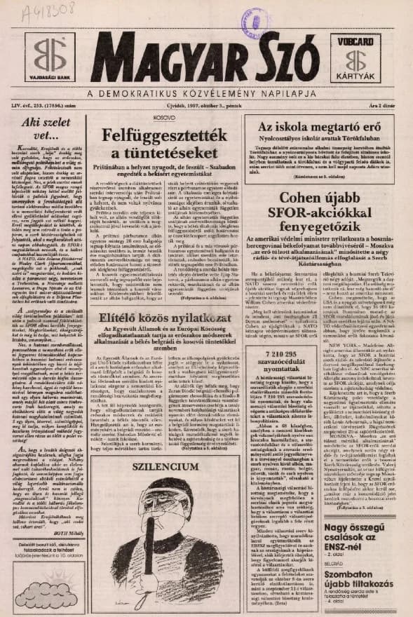 Magyar Szó, 54. évf. 1997. október 3. 233. sz. 1–16. oldal