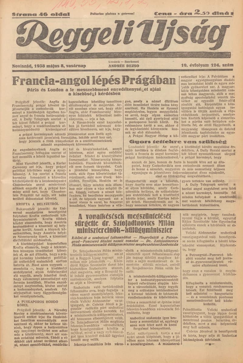 Reggeli Újság, 19. évf. 1938. május 8. 124. sz.