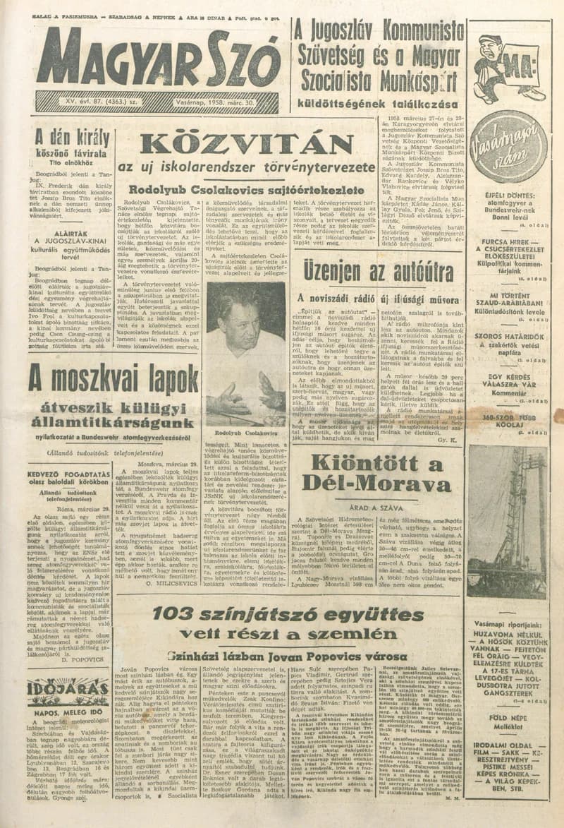 Magyar Szó, 15. évf. 1958. március 30. 87. sz. 1–14. oldal