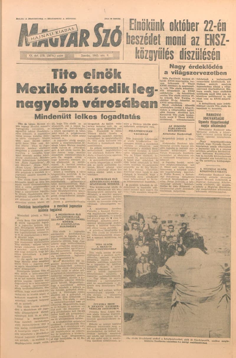 Magyar Szó, 20. évf. 1963. október 9. 278. sz. 1–16. oldal