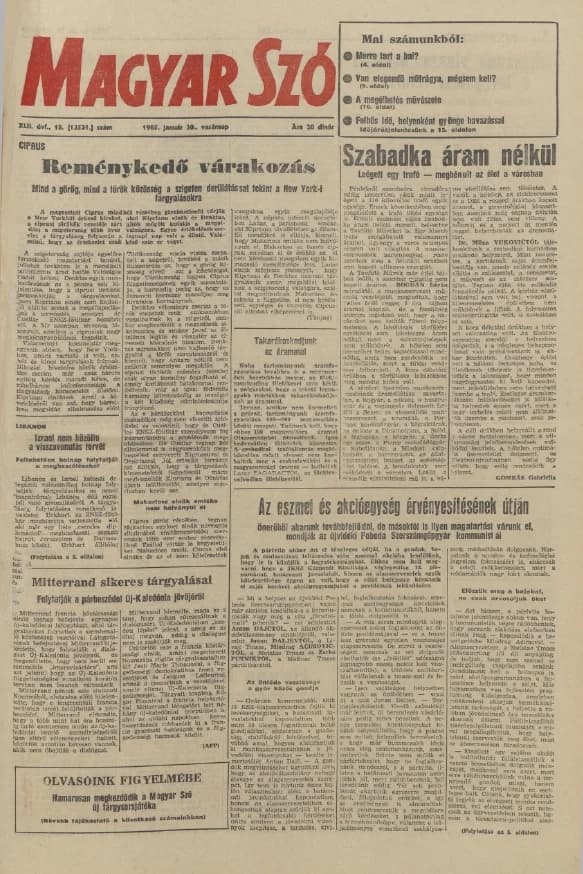 Magyar Szó, 42. évf. 1985. január 20. 18. sz. 1–28. oldal