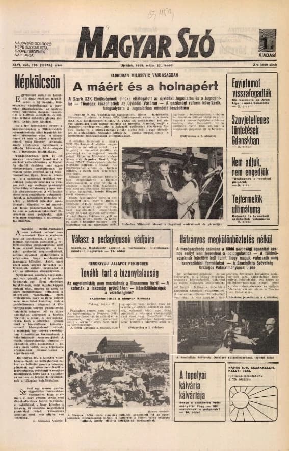 Magyar Szó, 46. évf. 1989. május 23. 138. sz. 1–24. oldal