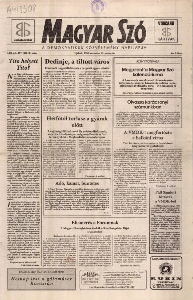 Magyar Szó, 53. évf. 1996. december 19. 297. sz. 1–16. oldal