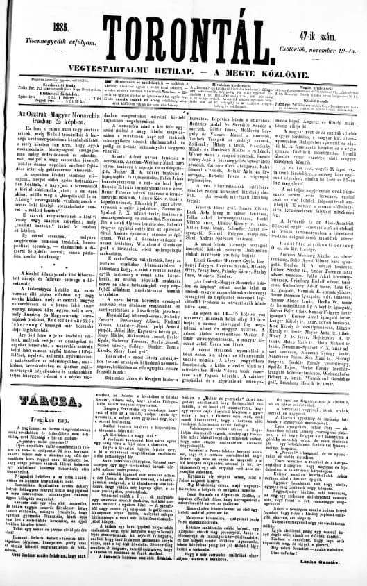 Torontál, 14. évf. 1885. november 19. 47. sz.