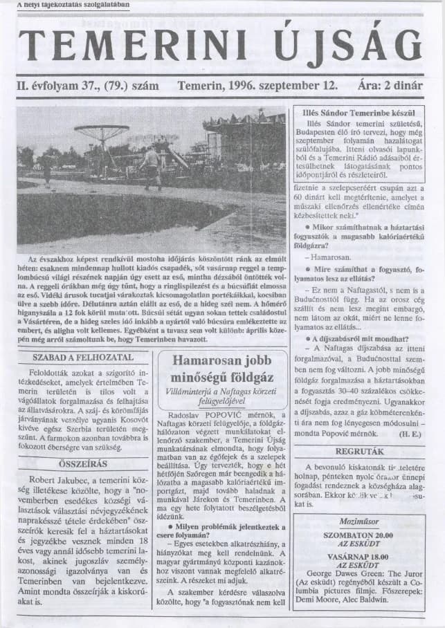 Temerini Újság, 2. évf. 1996. szeptember 12. 37. sz.
