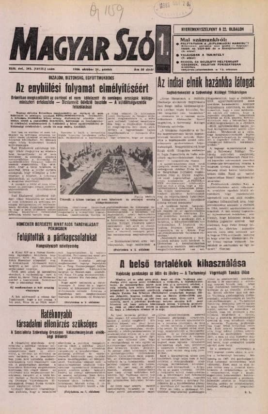 Magyar Szó, 43. évf. 1986. október 24. 293. sz. 1–24. oldal