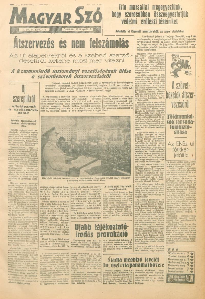 Magyar Szó, 10. évf. 1953. április 2. 91. sz. 1–10. oldal