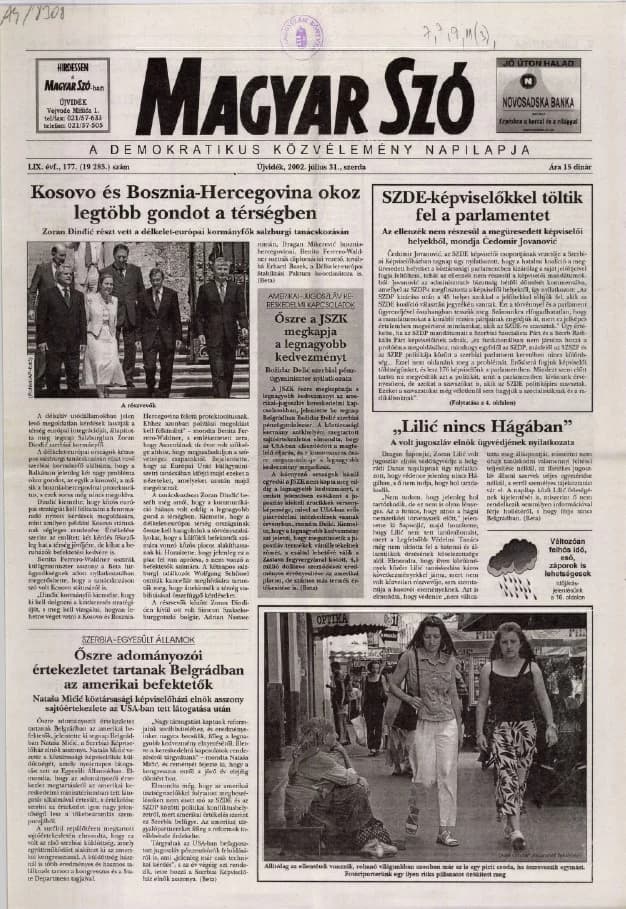 Magyar Szó, 59. évf. 2002. július 31. 177. sz. 1–16. oldal