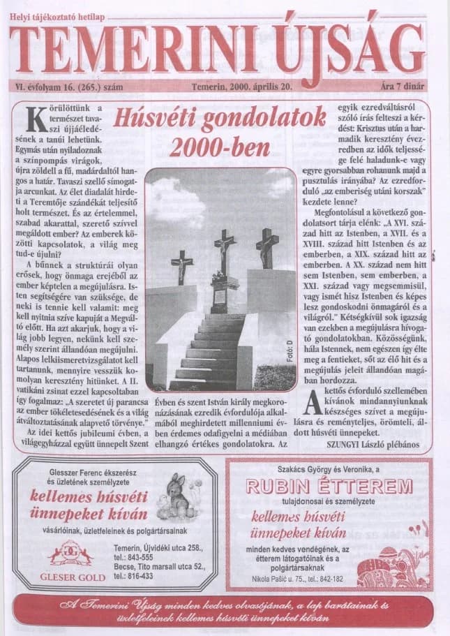 Temerini Újság, 6. évf. 2000. április 20. 16. sz.