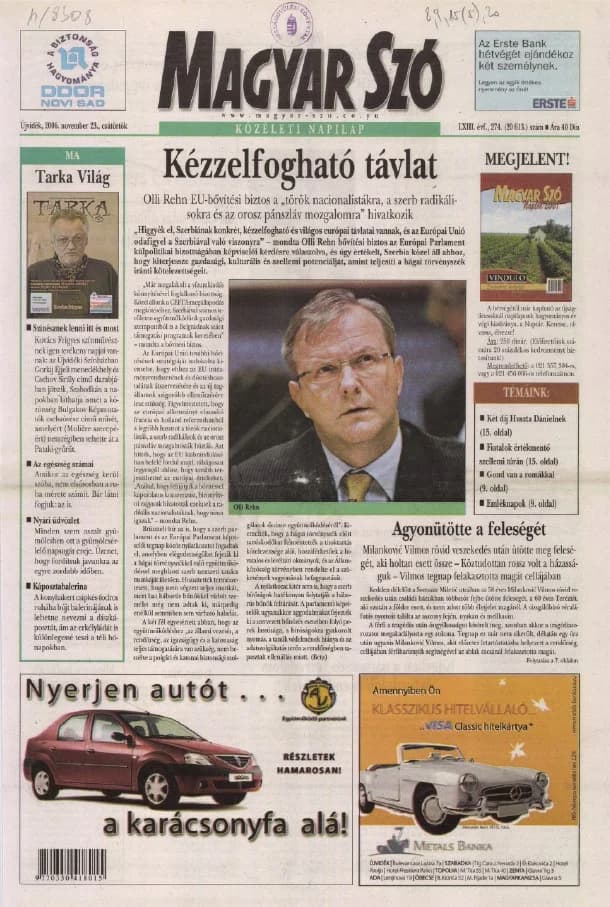 Magyar Szó, 63. évf. 2006. november 23. 274. sz. 1–20. oldal