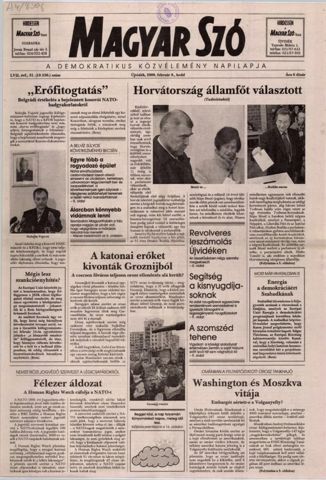 Magyar Szó, 57. évf. 2000. február 8. 31. sz. 1–16. oldal