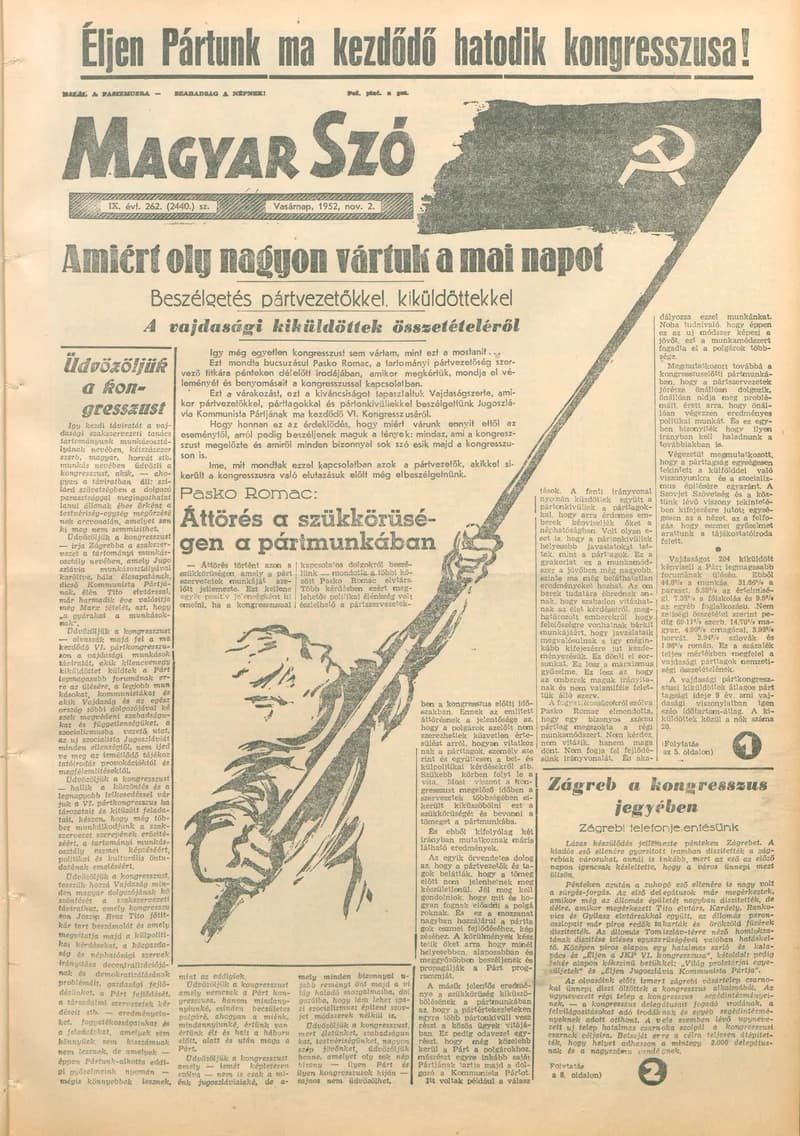 Magyar Szó, 9. évf. 1952. november 2. 262. sz. 1–6. oldal