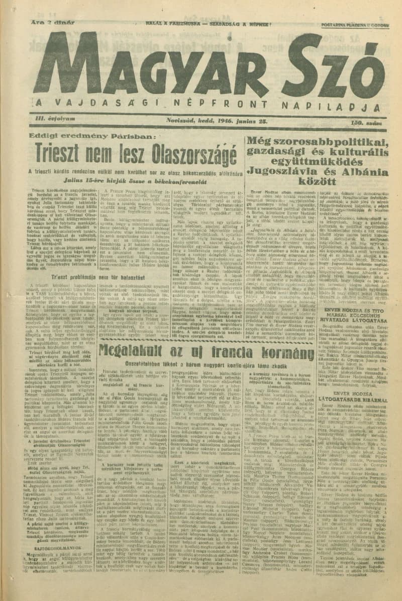 Magyar Szó, 3. évf. 1946. június 25. 150. sz. 1–8. oldal