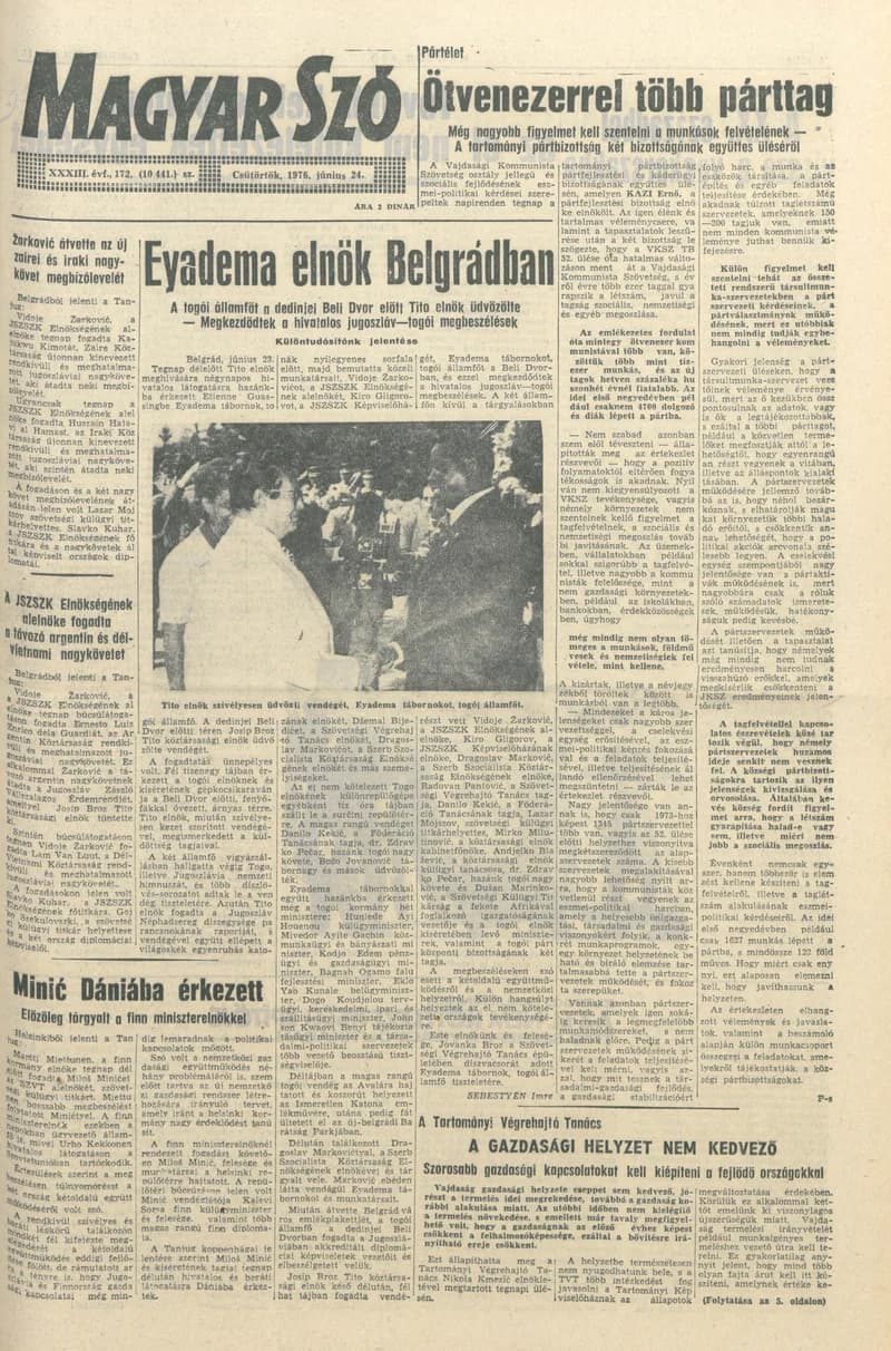 Magyar Szó, 33. évf. 1976. június 24. 172. sz. 1–20. oldal