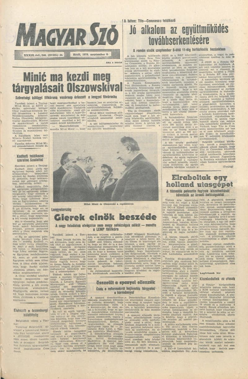 Magyar Szó, 33. évf. 1976. szeptember 6. 246. sz. 1–6. oldal