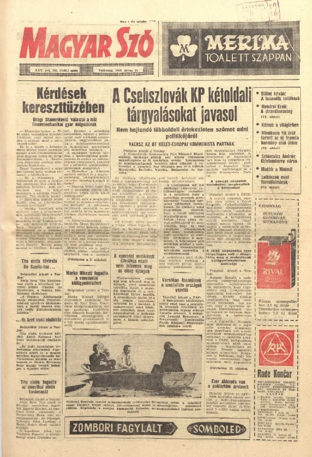 Magyar Szó, 25. évf. 1968. július 14. 192. sz. 1–32. oldal