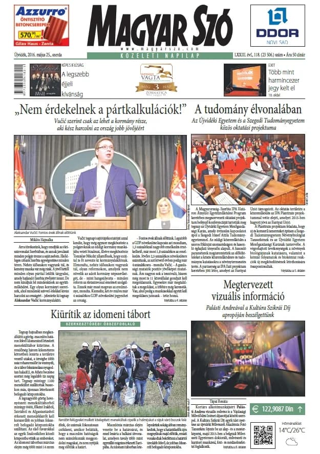 Magyar Szó, 73. évf. 2016. május 25. 118. sz. 1–16. oldal