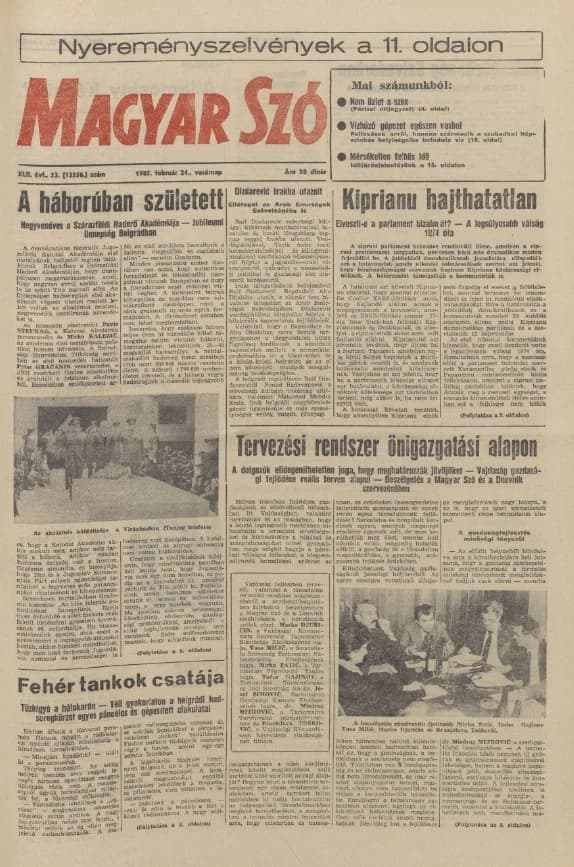 Magyar Szó, 42. évf. 1985. február 24. 53. sz. 1–28. oldal