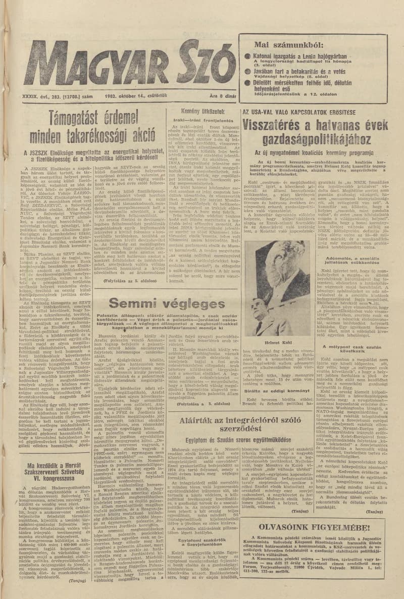 Magyar Szó, 39. évf. 1982. október 14. 283. sz. 1–24. oldal
