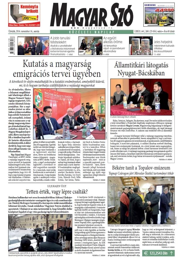 Magyar Szó, 73. évf. 2016. november 16. 268. sz. 1–16. oldal