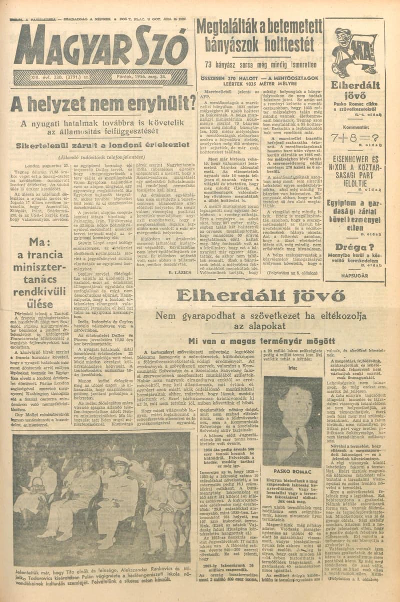 Magyar Szó, 13. évf. 1956. augusztus 24. 230. sz. 1–10. oldal