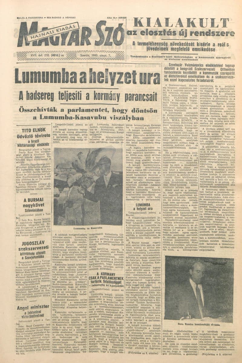 Magyar Szó, 17. évf. 1960. szeptember 7. 210. sz. 1–22. oldal