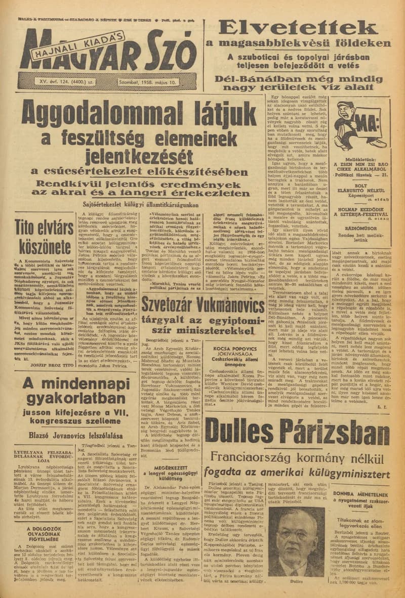 Magyar Szó, 15. évf. 1958. május 10. 124. sz. 1–14. oldal