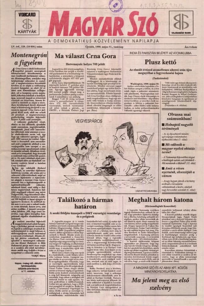 Magyar Szó, 55. évf. 1998. május 31. 129. sz. 1–24. oldal