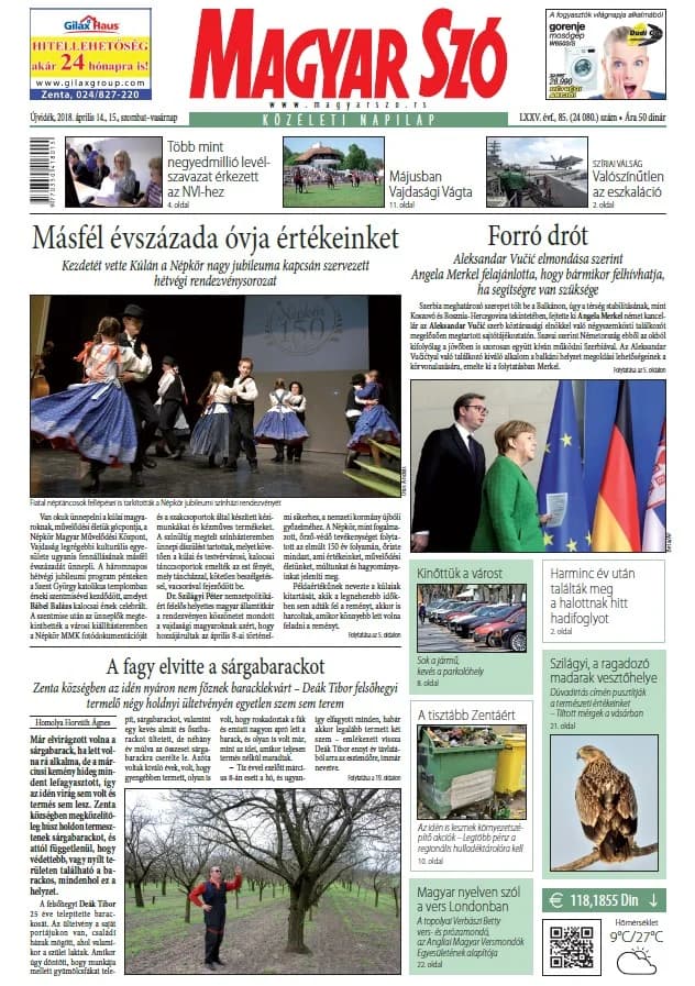 Magyar Szó, 75. évf. 2018. április 14. – 15. 85. sz. 1–42. oldal