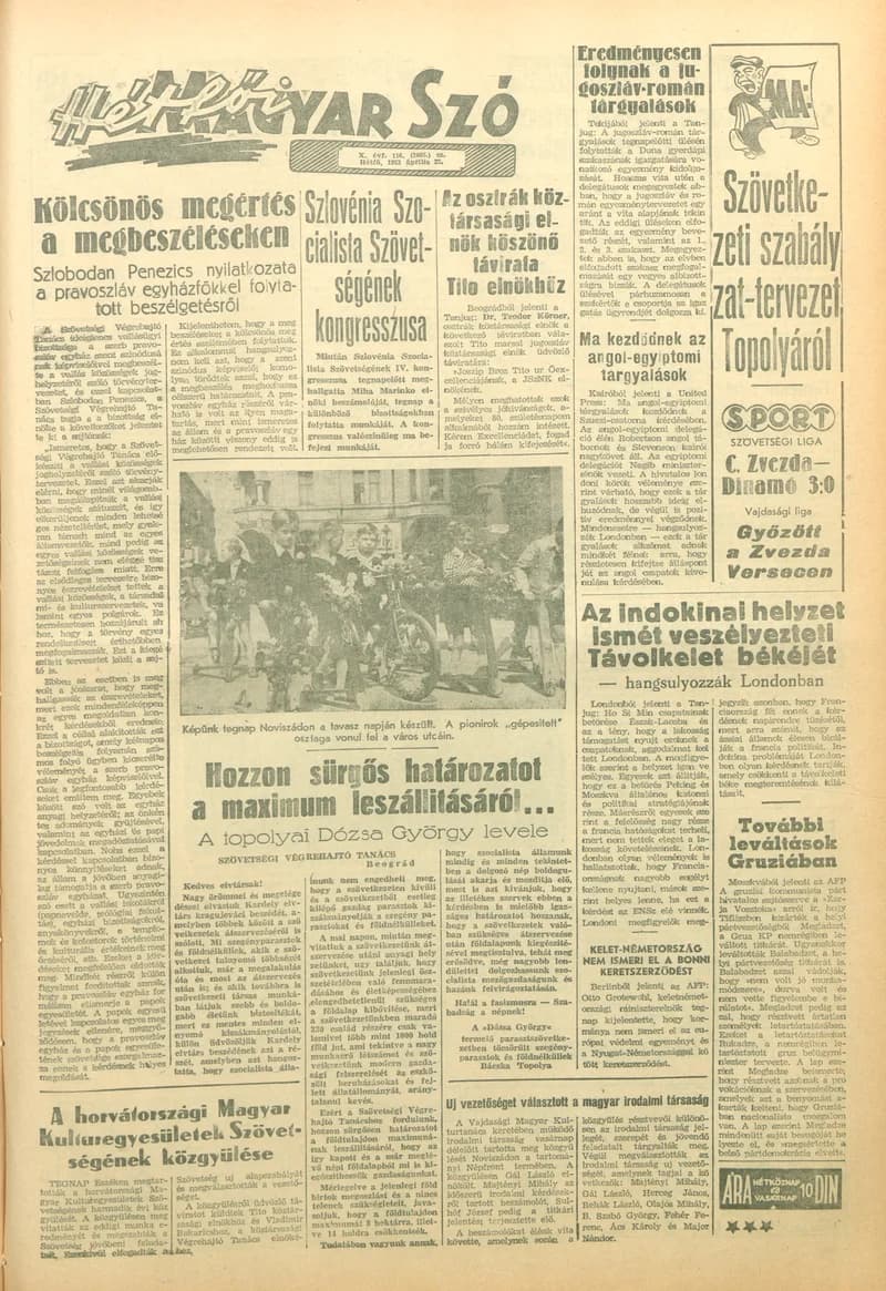 Magyar Szó, 10. évf. 1953. április 27. 116. sz. 1–12. oldal